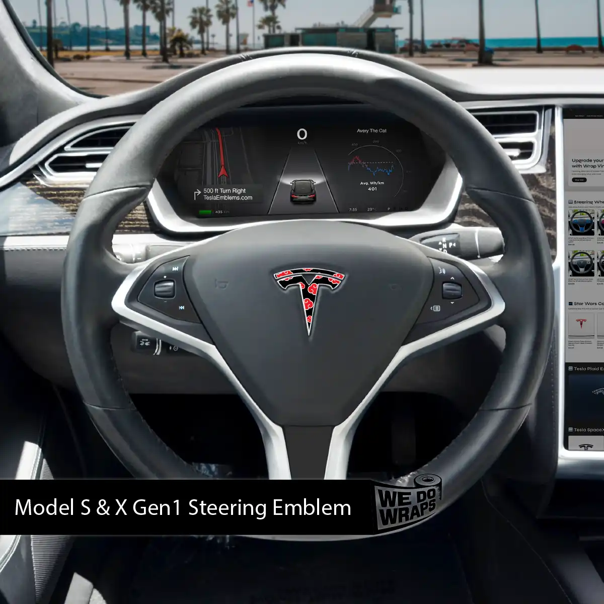 Kumo Clouds Tesla Steering Wheel Wrap | Model S - Image 2