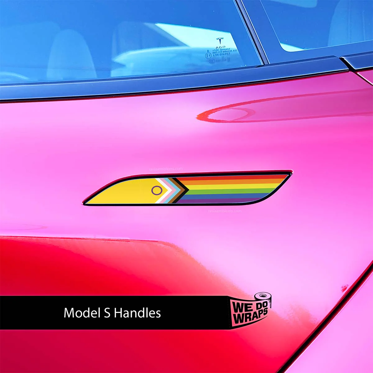 LGBTQ+ Pride Flag Tesla Door Handle Decals (4pcs) - Image 2