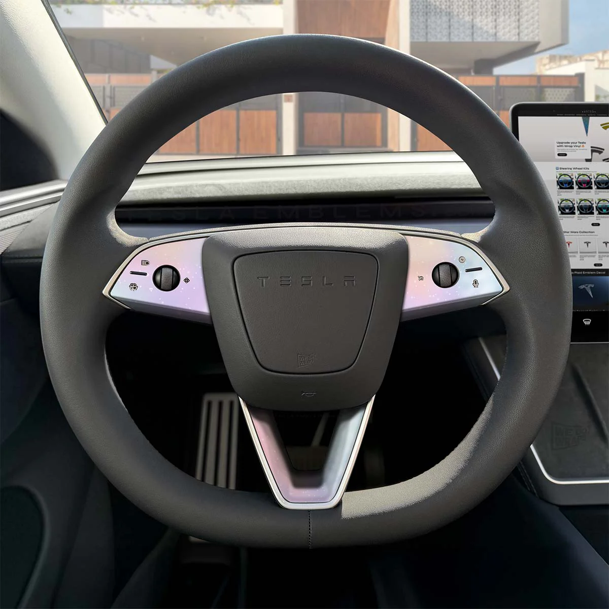 Pastel Galaxy Tesla Steering Wheel Trim Decal Kit (3pcs) | MY 2026+ Refresh
