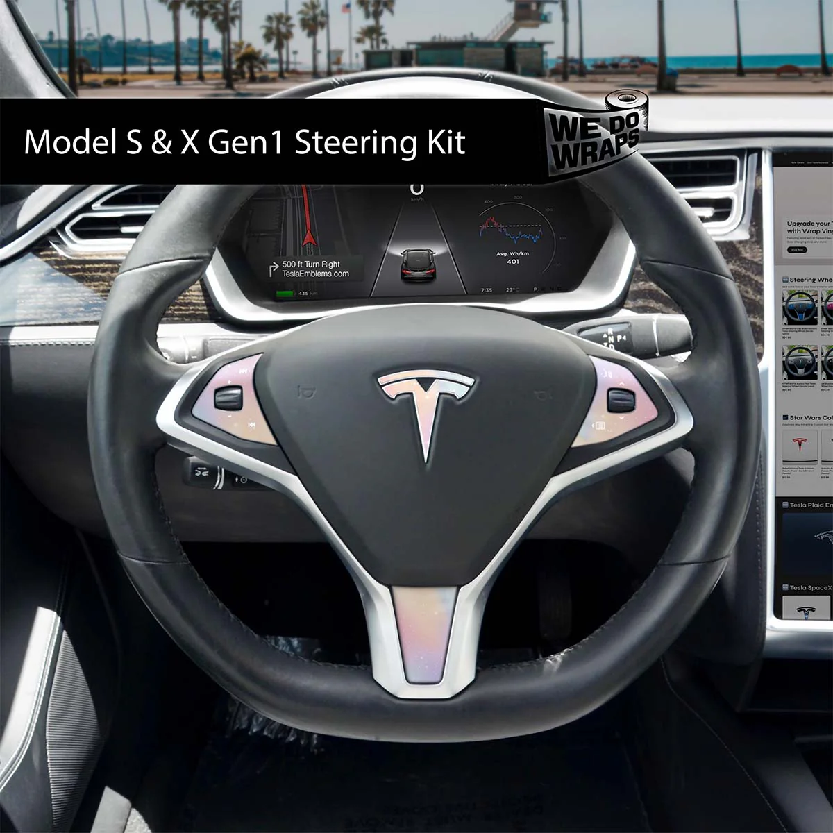 Pastel Galaxy Tesla Steering Wheel Wrap | Model S