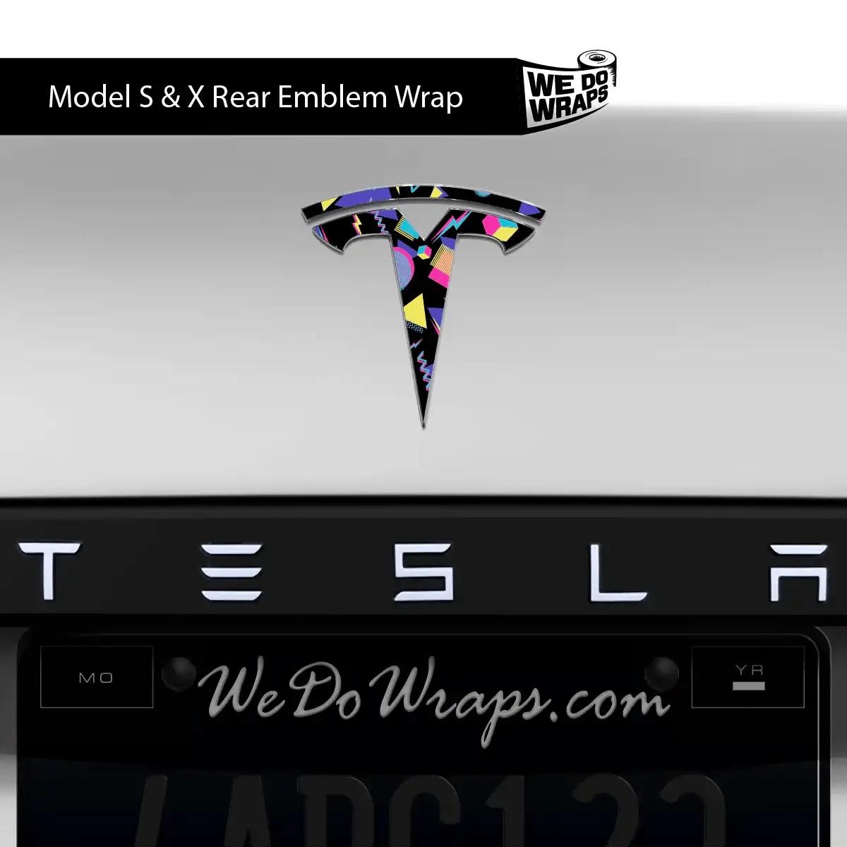Rad 80's Tesla Emblem Decals (Front + Back) | Model X - Image 2