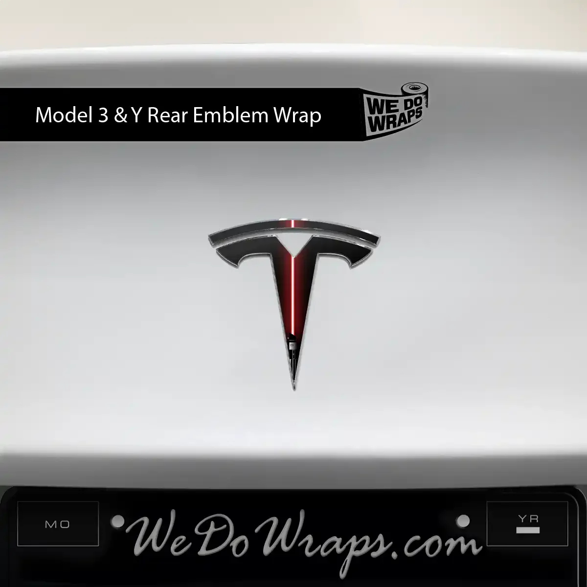 Red Laser Sword Tesla Emblem Decals (Front + Back) | Model Y - Image 2