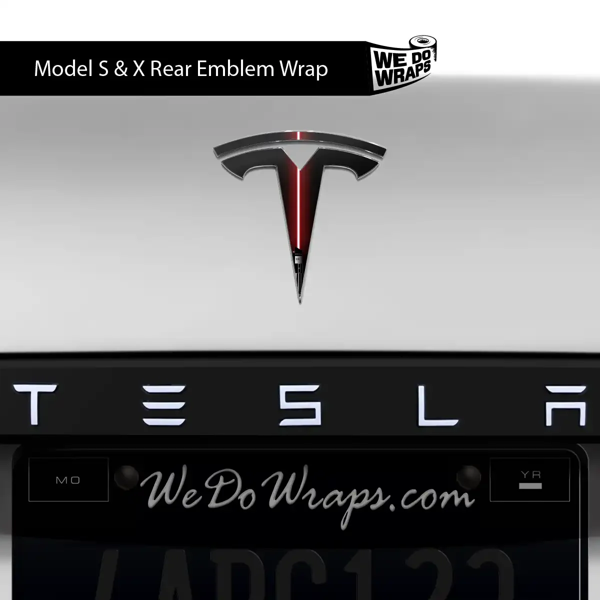 Red Laser Sword Tesla Emblem Decals (Front + Back) | Model X - Image 2