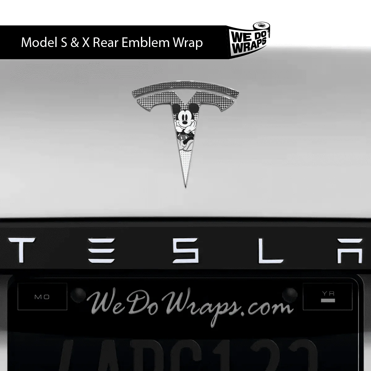 Retro Mouse Tesla Emblem Decals (Front + Back) | Model 3 - Image 2