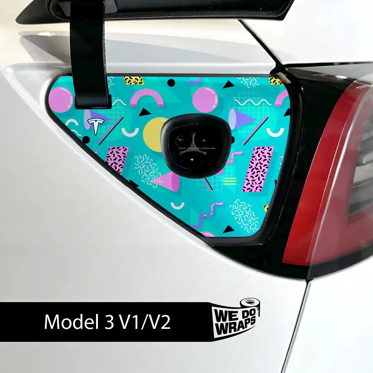 Retro Rewind Tesla Charge Port Wrap | Model 3
