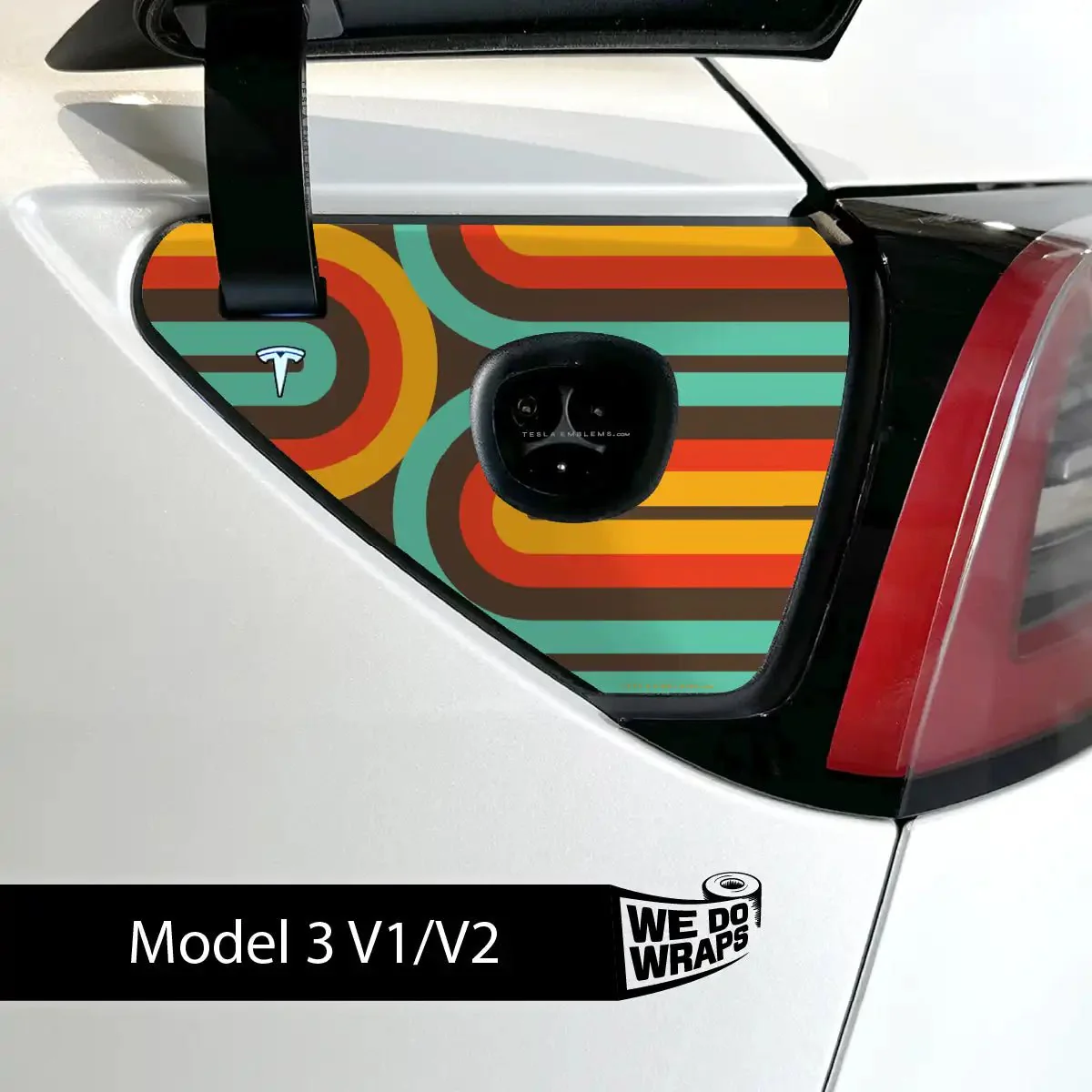 Retro Stripes Tesla Charge Port Wrap | Model 3