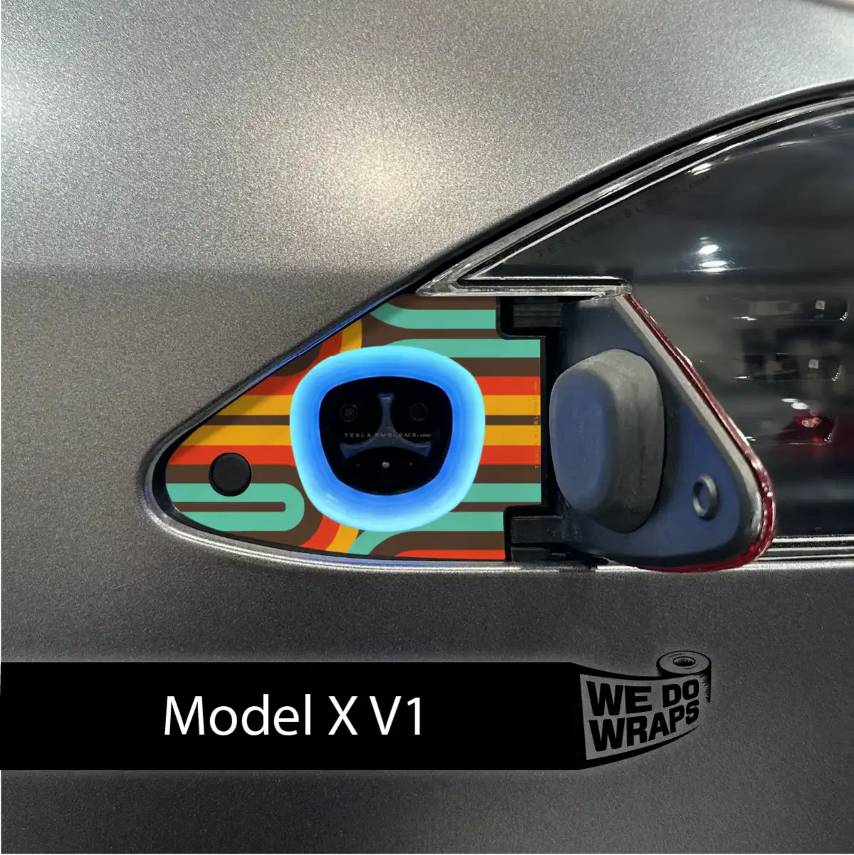 Retro Stripes Tesla Charge Port Wrap | Model X - Image 2