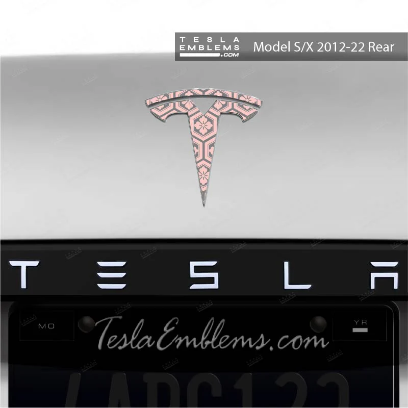 Sakura Hex Tesla Emblem Decals (Front + Back) | Model X - Image 3