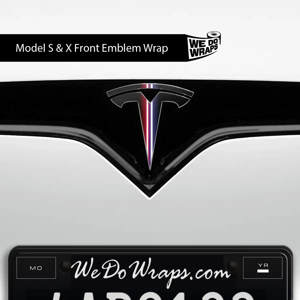 Side by Side Laser Sword Tesla Emblem Decals (Front + Back) | Model X