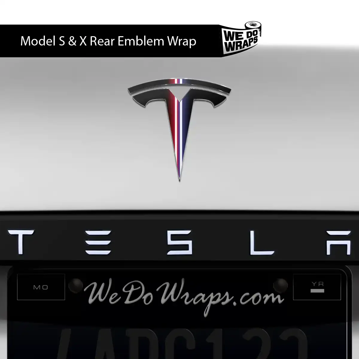 Side by Side Laser Sword Tesla Emblem Decals (Front + Back) | Model X - Image 2