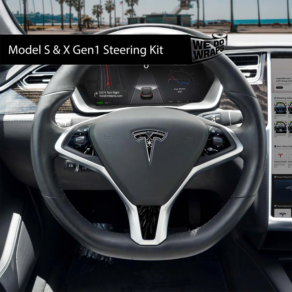 Space Gear Tesla Steering Wheel Wrap| Model X