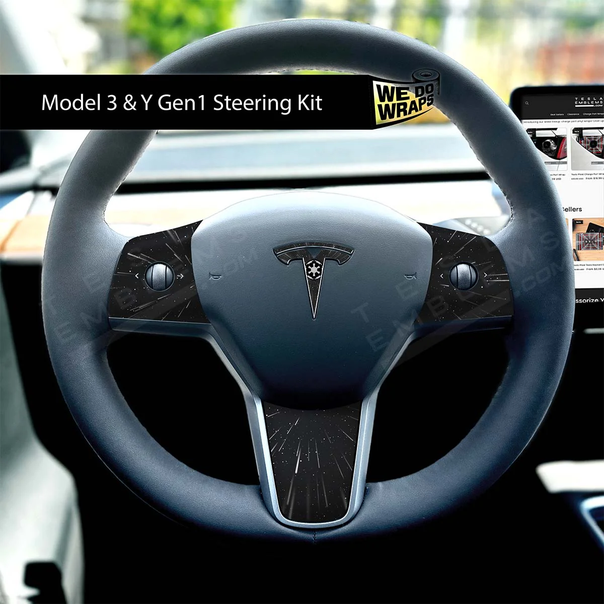 Space Gear Tesla Steering Wheel Wrap | M3 2017-Jan 2024