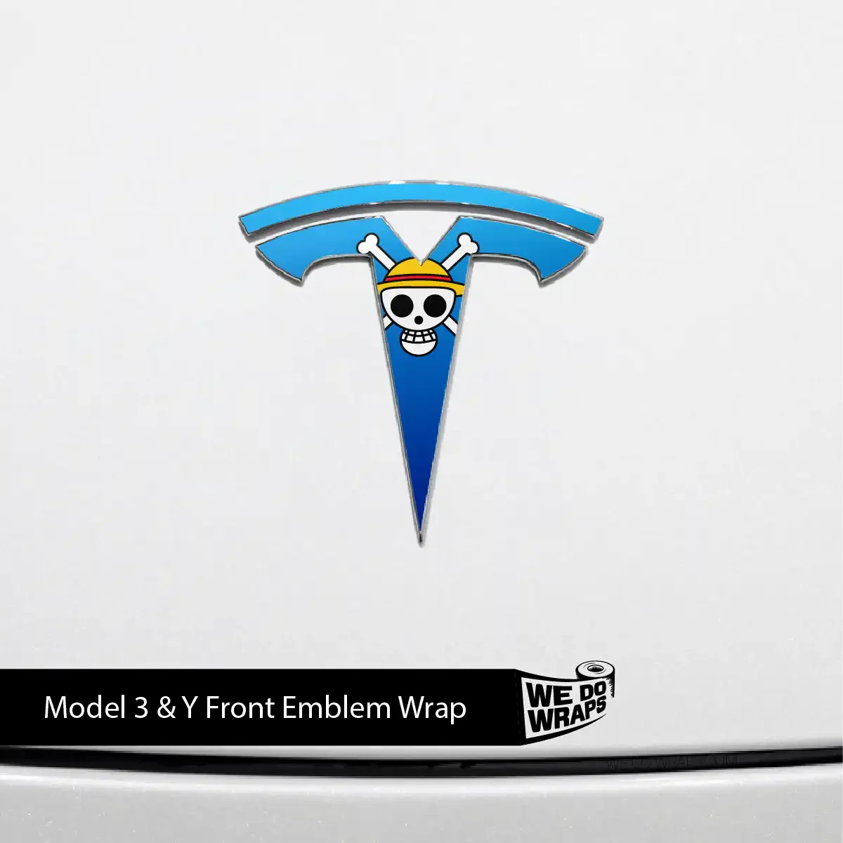 Straw Hat Pirate Tesla Emblem Decals (Front + Back) | Model Y