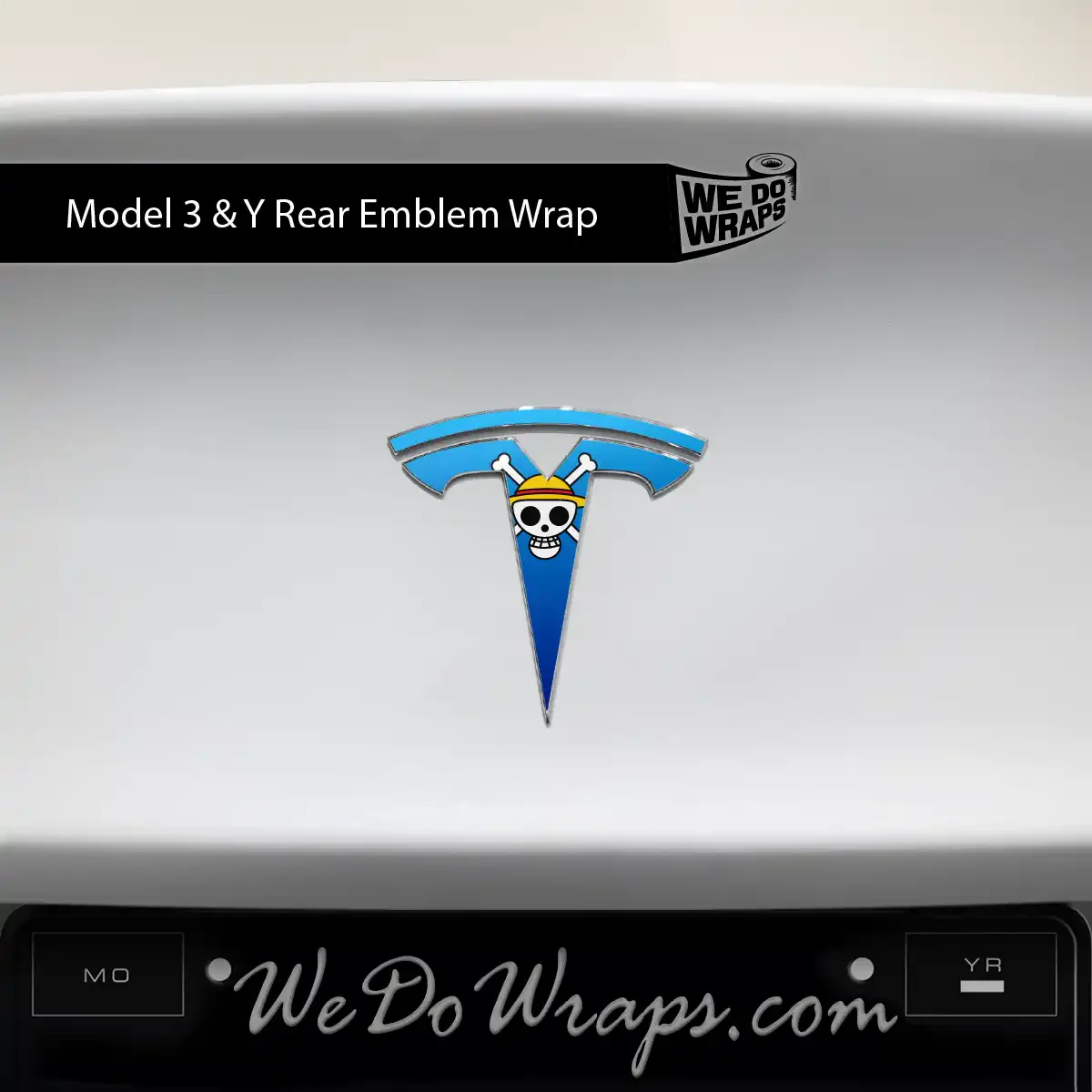 Straw Hat Pirate Tesla Emblem Decals (Front + Back) | Model Y - Image 2