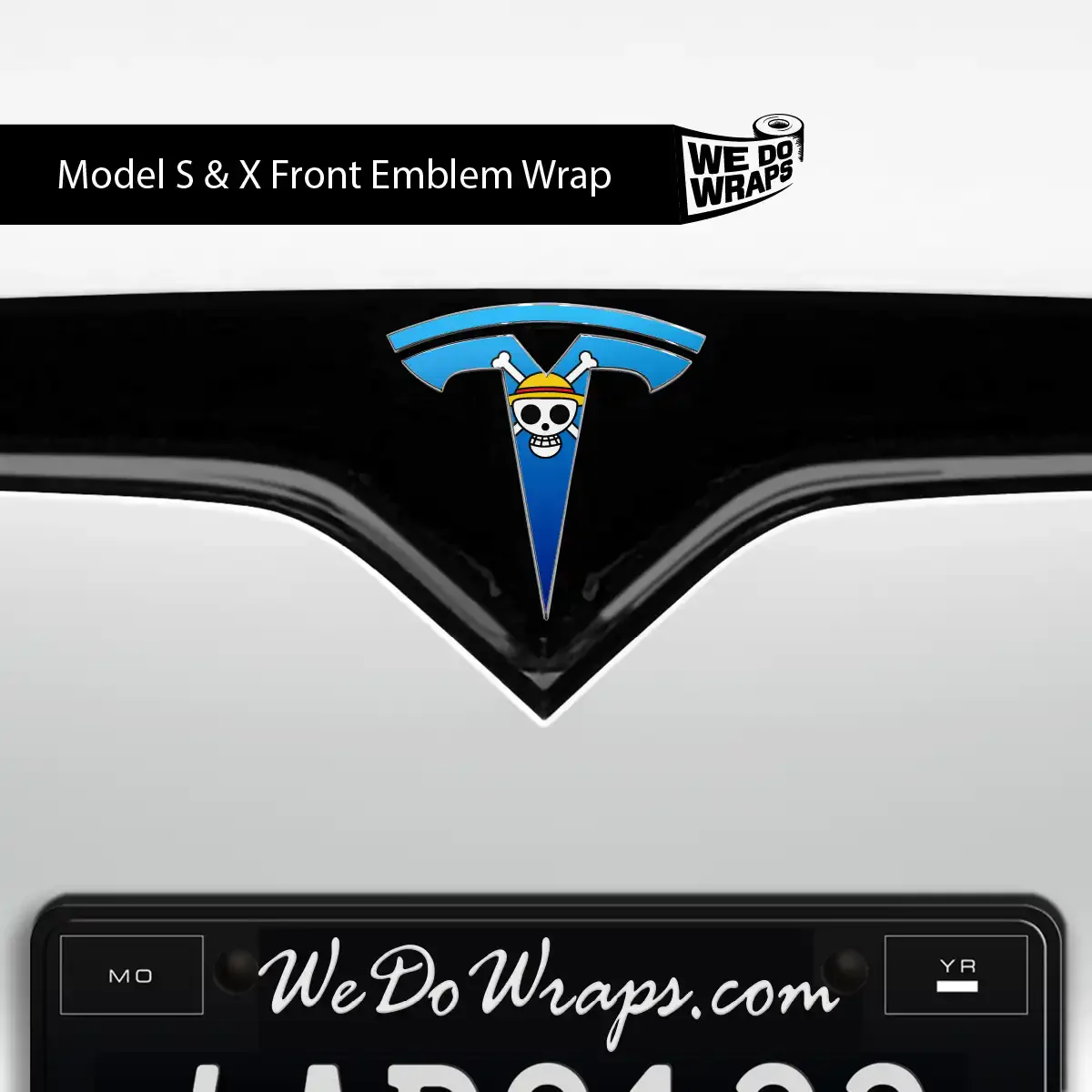 Straw Hat Pirate Tesla Emblem Decals (Front + Back) | Model X