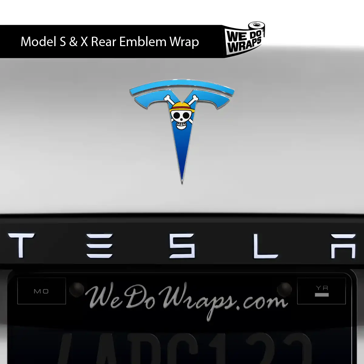 Straw Hat Pirate Tesla Emblem Decals (Front + Back) | Model X - Image 2
