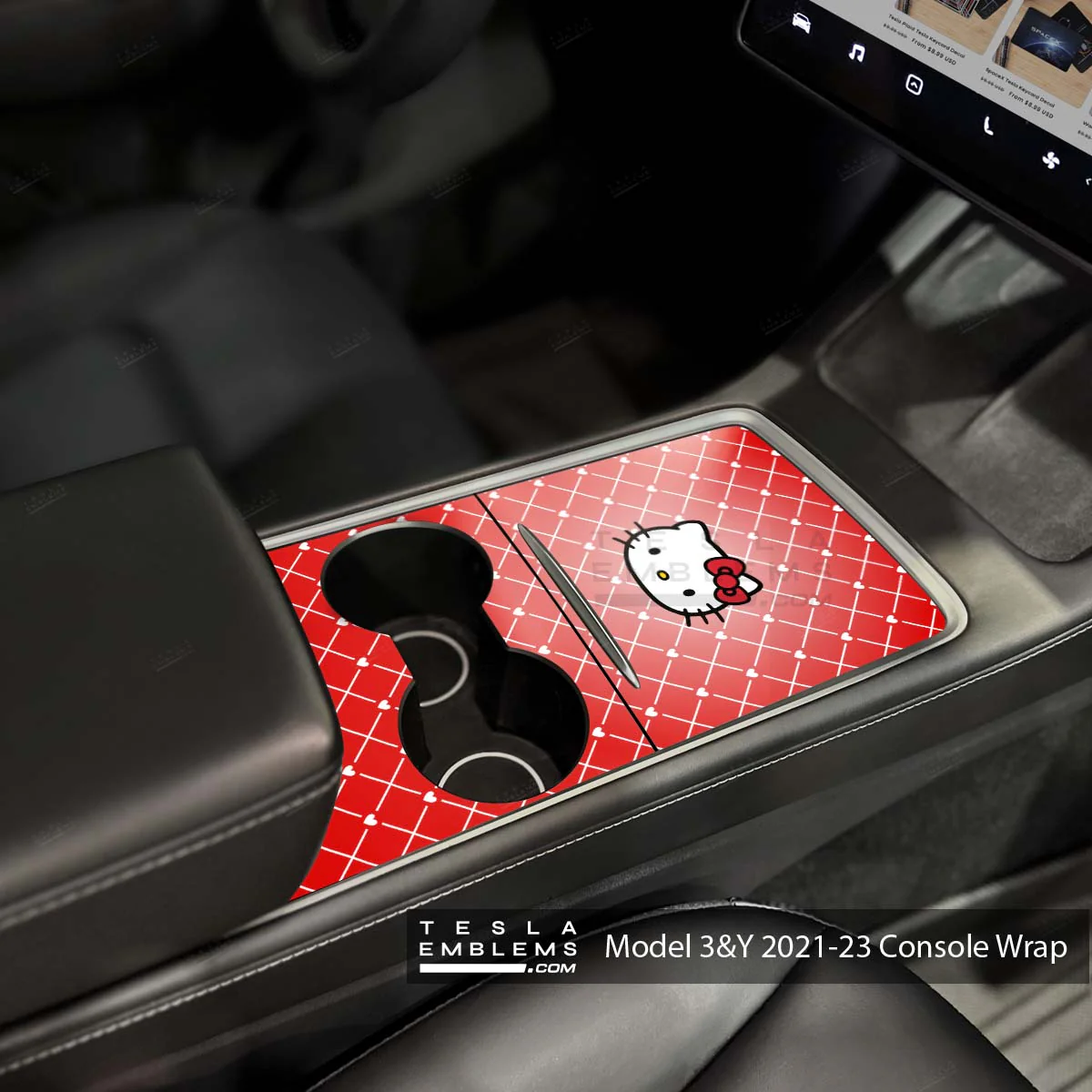 Sweet Kitty | Tesla Center Console Wrap Kit | Model Y '21-25 - Image 2