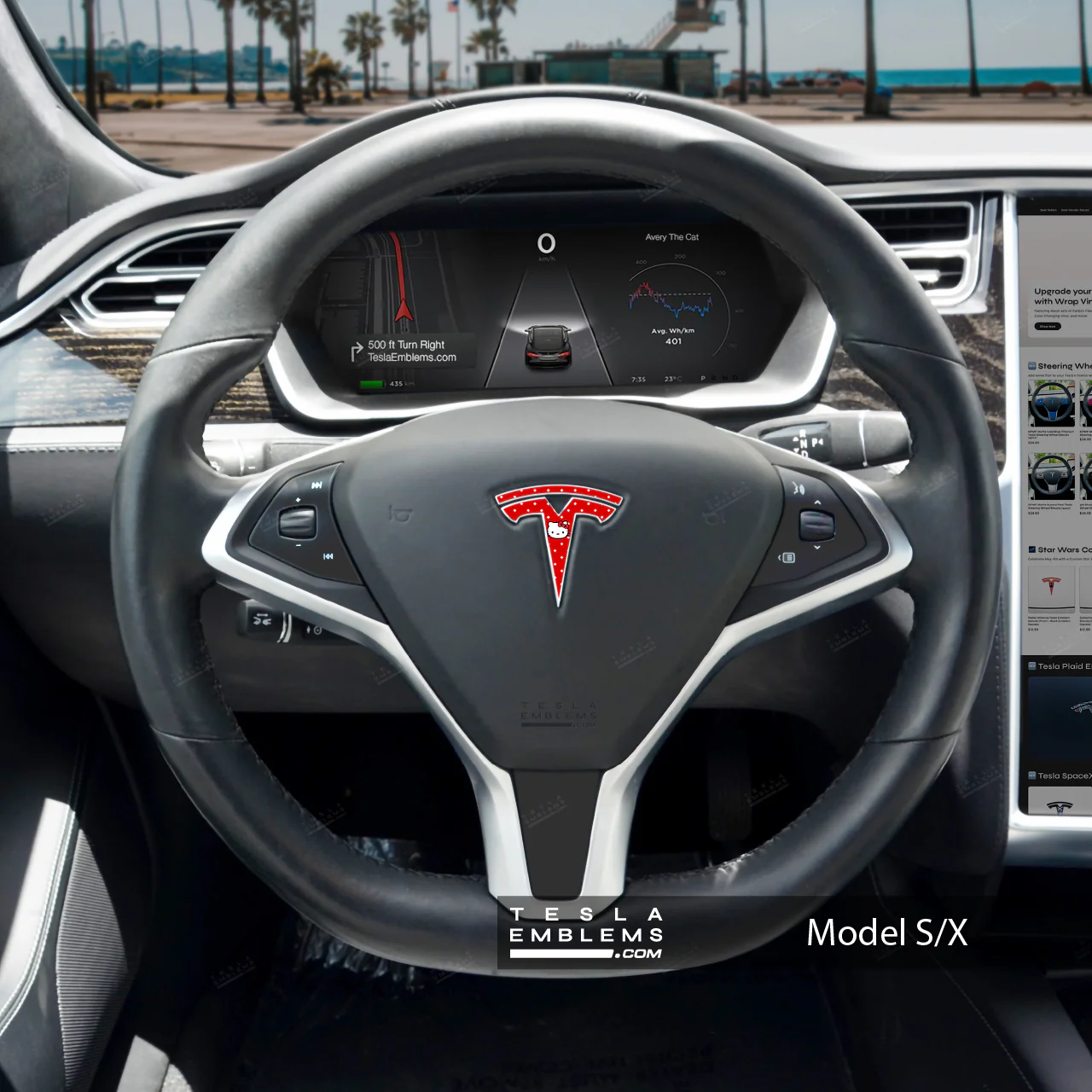 Sweet Kitty Tesla Steering Wheel Wrap | Model X - Image 4