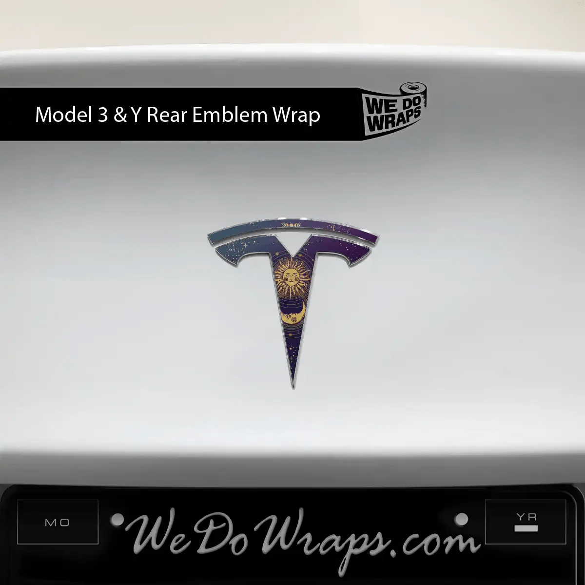 Tarot Sun and Moon Tesla Emblem Decals (Front + Back) | Model Y - Image 2