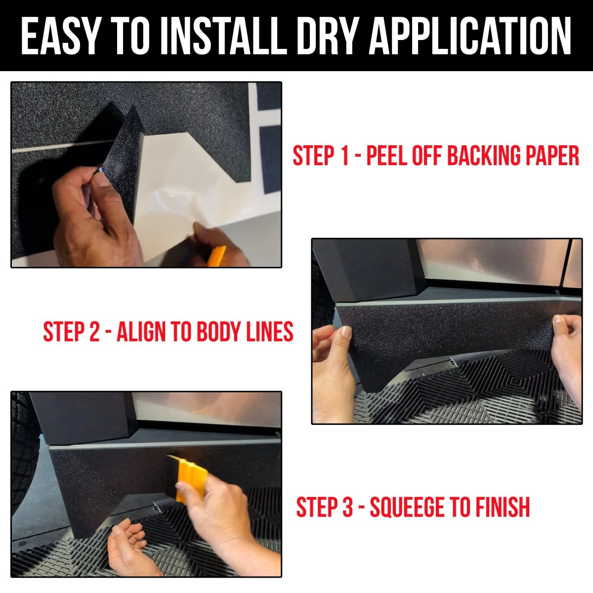 Tesla Cybertruck Rocker Panels DIY Fascia Vinyl Overlay Film Protection Kit Guard - Bed Liner Spray Look | TOProtect - Image 4