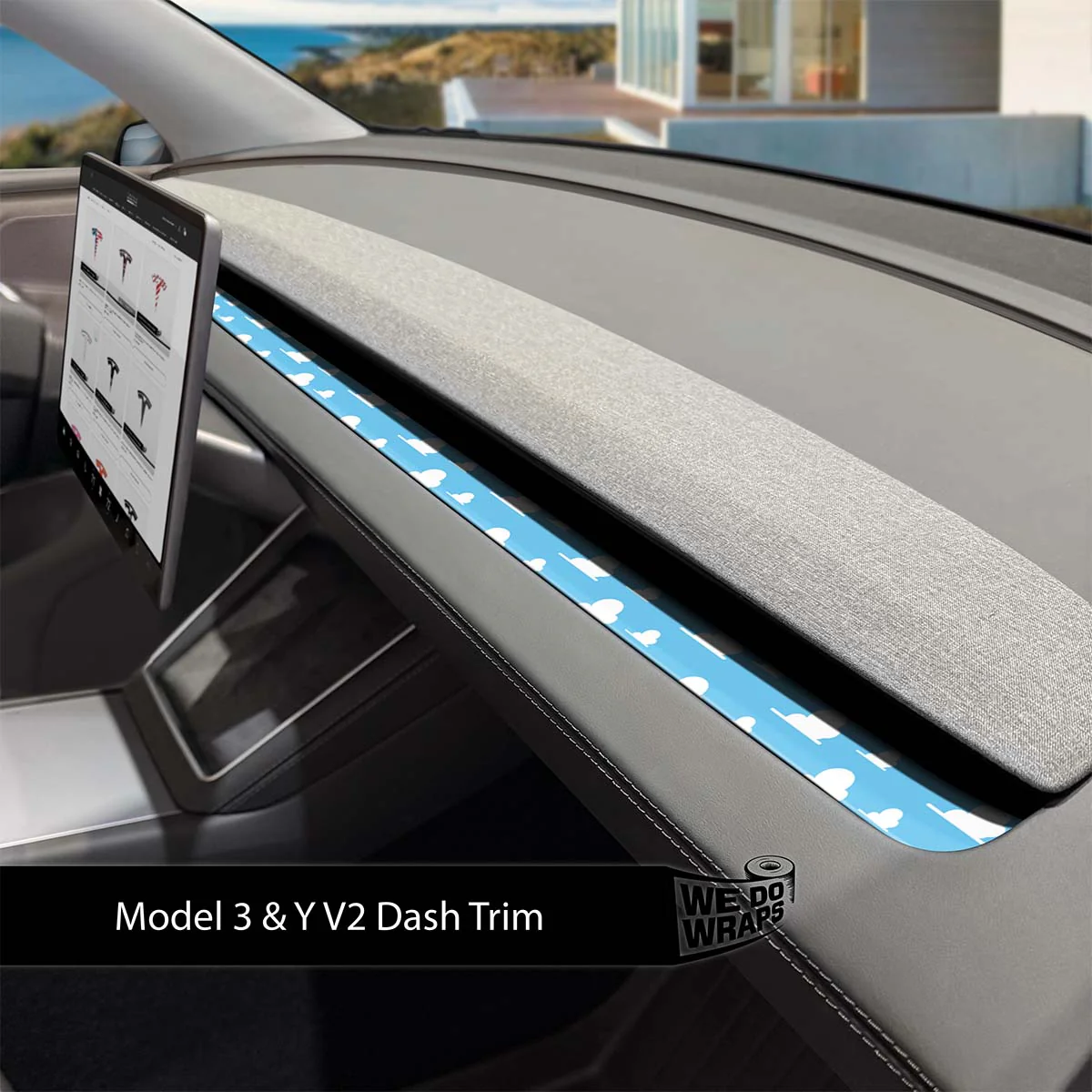 Toy Clouds Tesla Dash Trim Wrap | Model 3 ’24-26 Refresh