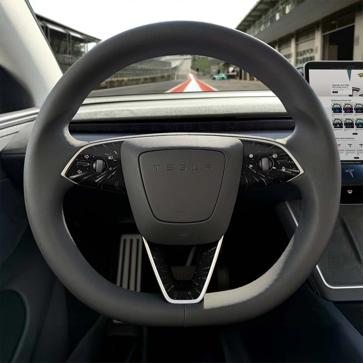 Warp Drive Tesla Steering Wheel Trim Decal Kit (3pcs) | Model 3