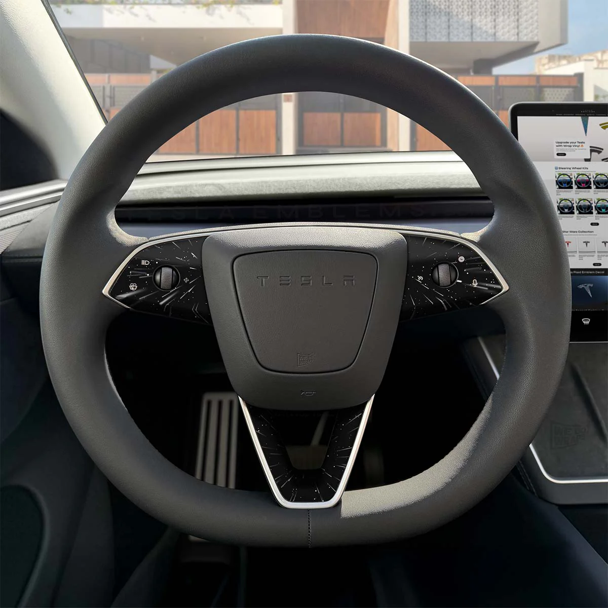 Warp Drive Tesla Steering Wheel Trim Decal Kit (3pcs) | MY 2026+ Refresh