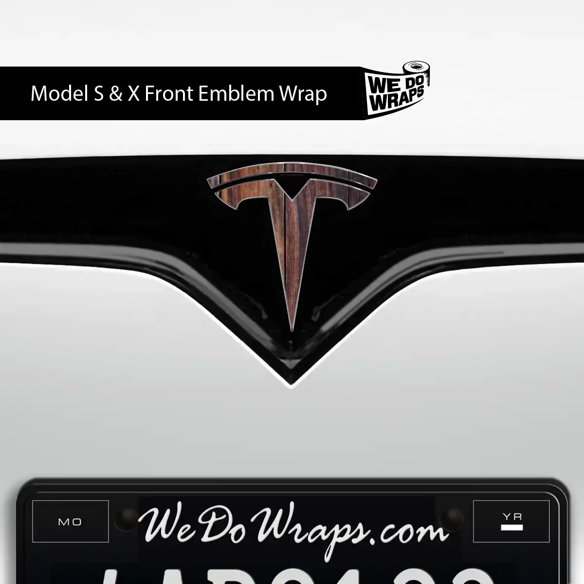 Wood Grain Tesla Emblem Decals (Front + Back) | Model X